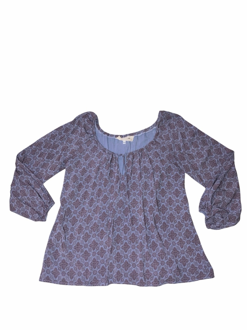 EUC Jen's Pirate Booty Light Blue Abstract Off The Shoulder Top Medium Large